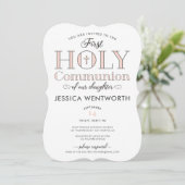 Typografischer Erste Heilige Kommune Tochter Einladung (Stehend Vorderseite)