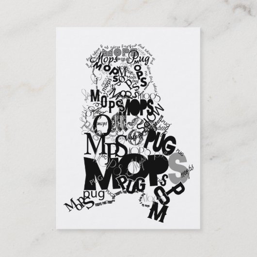 Typografischer, moderner, Mops nur Typ Visitenkarte (Rückseite)