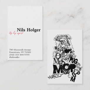 Typografischer, moderner, Nur-Typ-Pug Visitenkarte