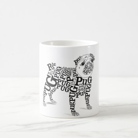 Typografischer Mops Kaffeetasse (Mittel)