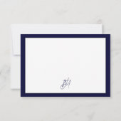 Typografischer Name für Navy White Script Monogram Karte (Rückseite)