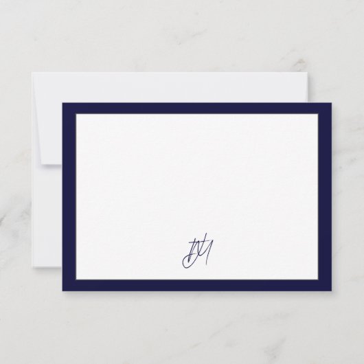Typografischer Name für Navy White Script Monogram Karte (Rückseite)