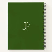 Typografischer Name Monogram Forest Green Softcove Notizblock (Rückseite)