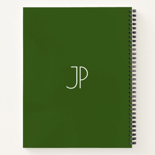 Typografischer Name Monogram Forest Green Softcove Notizblock (Rückseite)