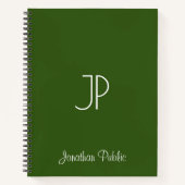 Typografischer Name Monogram Forest Green Softcove Notizblock (Vorderseite)