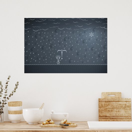 Typografischer Regen Poster (Küche)