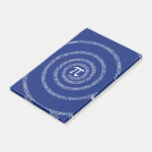 Typografischer Spiral für Pi auf Navy Blue Post-it Klebezettel (angewinkelt)