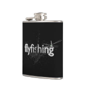 Typografischer Text mit Libellen fischen Flachmann (Links)