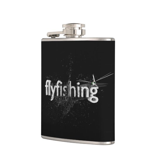 Typografischer Text mit Libellen fischen Flachmann (Links)