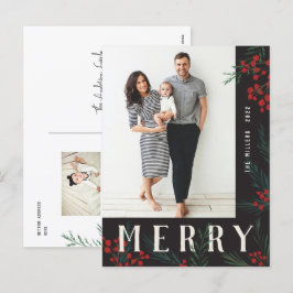 Typografisches botanicales Foto Merry Feiertagspostkarte