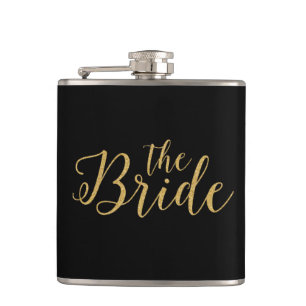 Typografisches Design des Glitzer Bride-Gold Flachmann