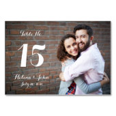 Typografisches Foto Hochzeitkarte Tischnummer (Vorderseite)