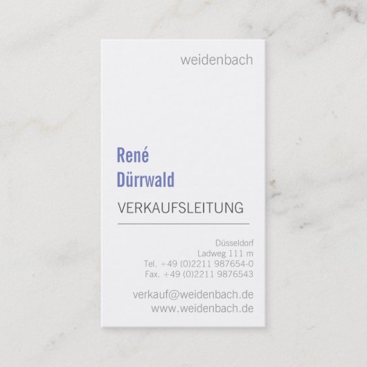 Typografisches Graublau Visitenkarte (Vorderseite)