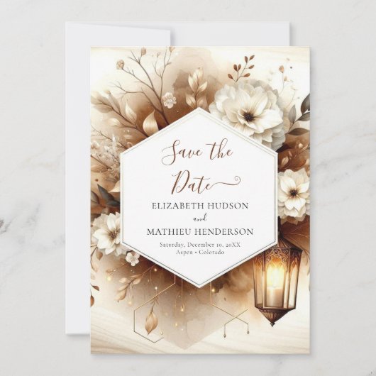 Typografisches Holz rustikale Hochzeit Save The Date (Vorderseite)