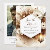 Typografisches Holz rustikale Hochzeit Save The Date (Vorne/Hinten)