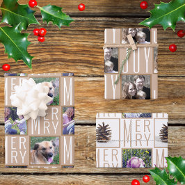 Typografisches Quadrat Fotos neutrale Farben Geschenkpapier Set