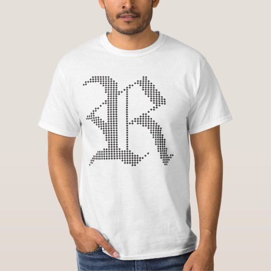 Typografisches R Gothic-Letter Design T-Shirt (Vorderseite)