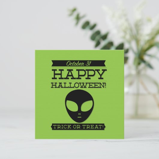 Typografisches Retro Halloween Einladung (Stehend Vorderseite)