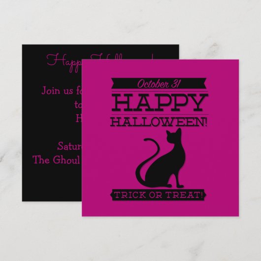 Typografisches Retro Halloween Einladung (Vorne/Hinten)