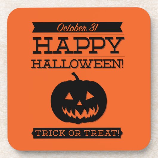 Typografisches Retro Halloween Getränkeuntersetzer (Vorderseite)