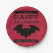 Typografisches Retro Halloween Pappteller (Vorderseite)