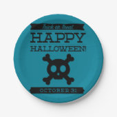 Typografisches Retro Halloween Pappteller (Vorderseite)