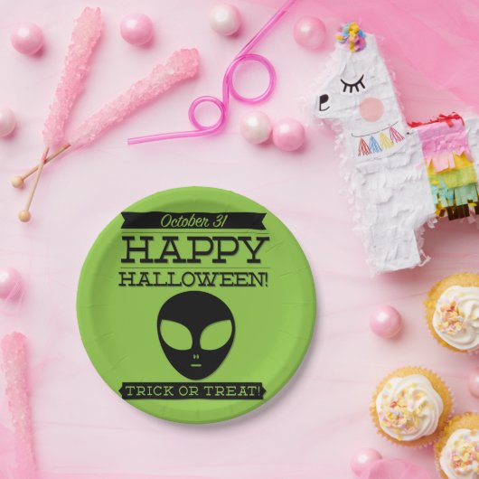 Typografisches Retro Halloween Pappteller (Party)