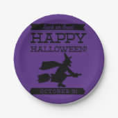 Typografisches Retro Halloween Pappteller (Vorderseite)