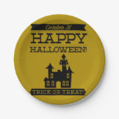 Typografisches Retro Halloween Pappteller (Vorderseite)
