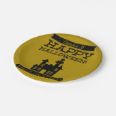 Typografisches Retro Halloween Pappteller (Schrägansicht)