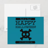 Typografisches Retro Halloween Postkarte (Vorne/Hinten)
