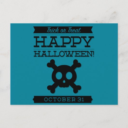 Typografisches Retro Halloween Postkarte (Vorderseite)