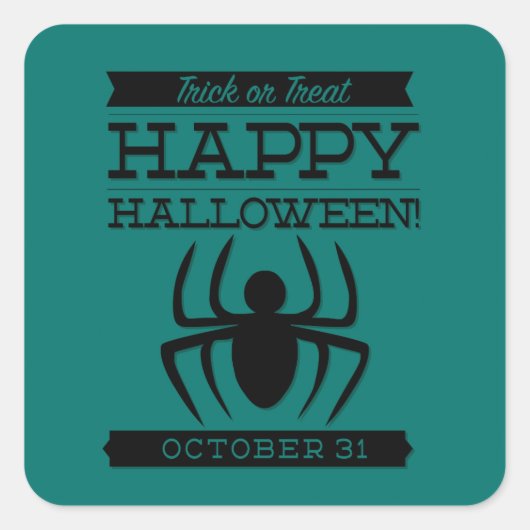 Typografisches Retro Halloween Quadratischer Aufkleber (Vorderseite)