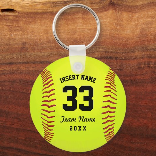 Typografisches Softballteam Schlüsselanhänger (Rückseite)