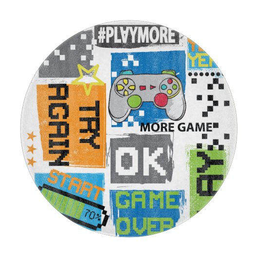 Typografisches Spiel Pixel: spielerischer Hintergr Schneidebrett (Vorderseite)