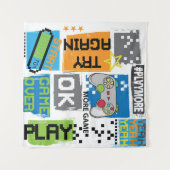 Typografisches Spiel Pixel: spielerischer Hintergr Wandteppich (Vorderseite (Horizontal))