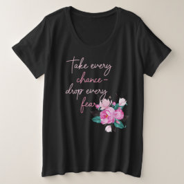 Typografisches Zitat und Blume in Rosa Große Größe T-Shirt