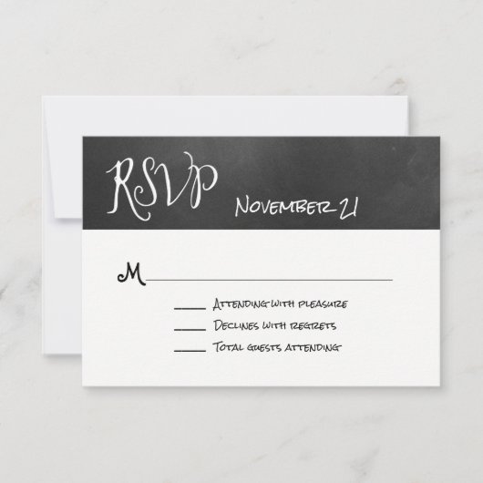 Typografy Chalk Board Wedding RSVP Card (Vorderseite)