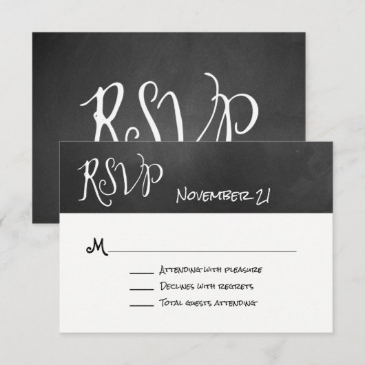 Typografy Chalk Board Wedding RSVP Card (Vorne/Hinten)