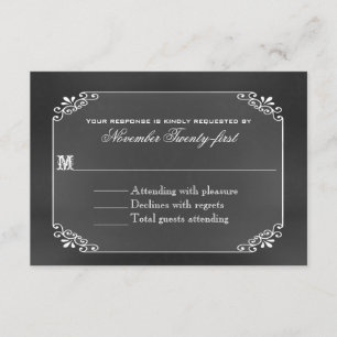 Typografy Chalk Board Wedding RSVP Card Karte