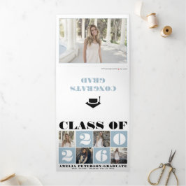 Typografy Class of 2025 Foto Collage staubig blue Dreifach Gefaltete Ankündigung