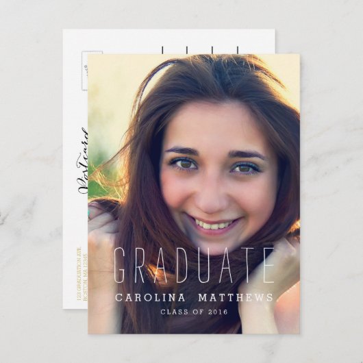 Typografy Foto 2016 Graduation Party Einladung (Vorne/Hinten)