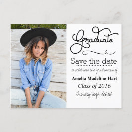 Typografy Graduation Party | Save the Date Foto Ankündigungspostkarte