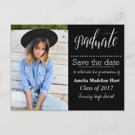 Typografy Graduation Party | Save the Date Foto Ankündigungspostkarte