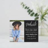 Typografy Graduation Party | Save the Date Foto Ankündigungspostkarte (Stehend Vorderseite)