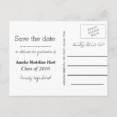 Typografy Graduation Party | Save the Date Foto Ankündigungspostkarte (Rückseite)