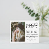 Typografy Graduation Party | Save the Date Foto Postkarte (Stehend Vorderseite)