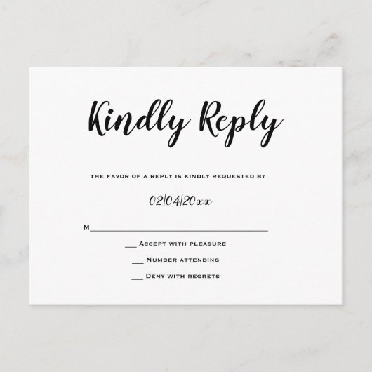 Typografy Response Wedding RSVP Cards Postkarte (Vorderseite)
