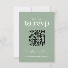 Typografy Sage Green QR Code Hochzeit RSVP Karte