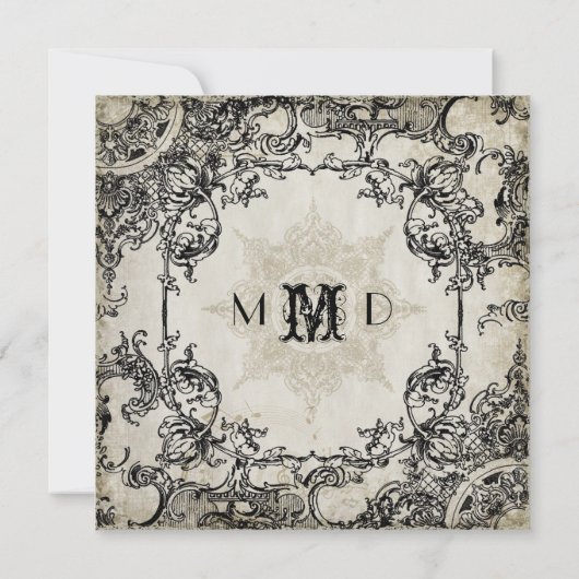 Typografy Style Gravers Schriftart Swirl Schnörkel Einladung (Rückseite)